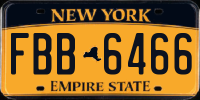 NY license plate FBB6466