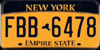 NY license plate FBB6478