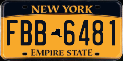 NY license plate FBB6481