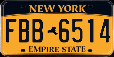 NY license plate FBB6514