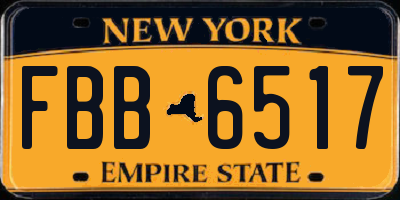 NY license plate FBB6517