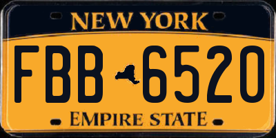 NY license plate FBB6520