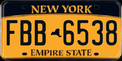 NY license plate FBB6538