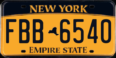 NY license plate FBB6540
