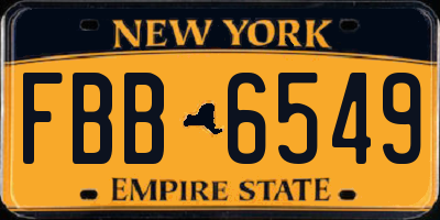 NY license plate FBB6549