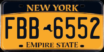 NY license plate FBB6552