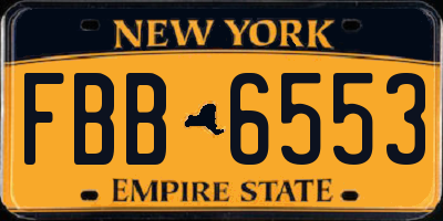 NY license plate FBB6553