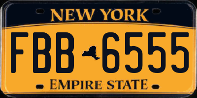 NY license plate FBB6555