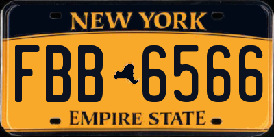 NY license plate FBB6566