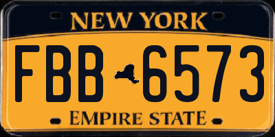 NY license plate FBB6573