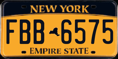 NY license plate FBB6575