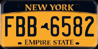 NY license plate FBB6582