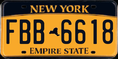 NY license plate FBB6618