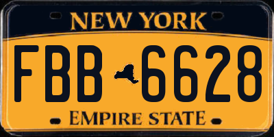 NY license plate FBB6628
