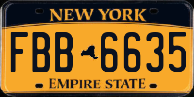 NY license plate FBB6635