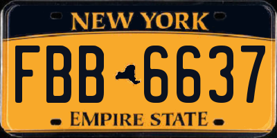 NY license plate FBB6637