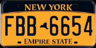 NY license plate FBB6654