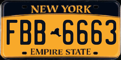 NY license plate FBB6663
