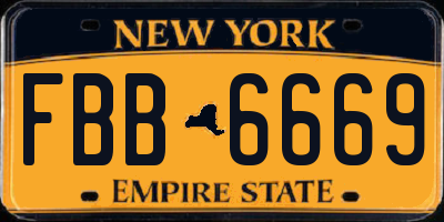 NY license plate FBB6669