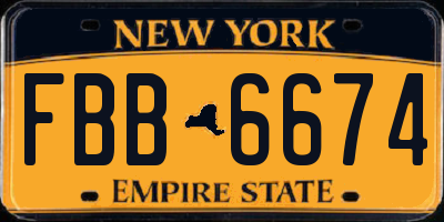 NY license plate FBB6674