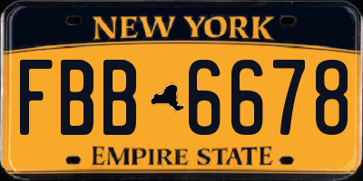NY license plate FBB6678