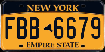 NY license plate FBB6679