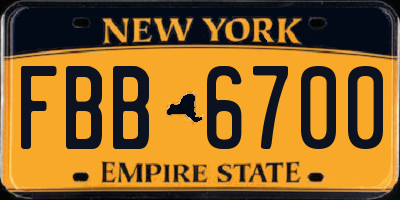 NY license plate FBB6700