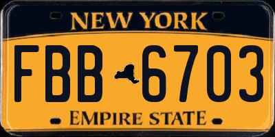 NY license plate FBB6703