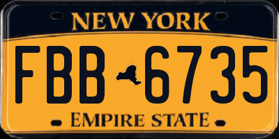 NY license plate FBB6735