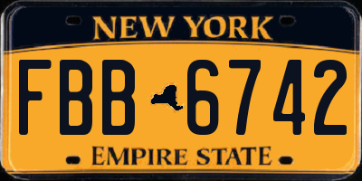 NY license plate FBB6742