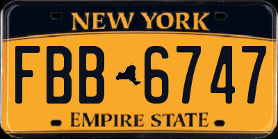 NY license plate FBB6747