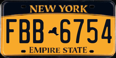 NY license plate FBB6754