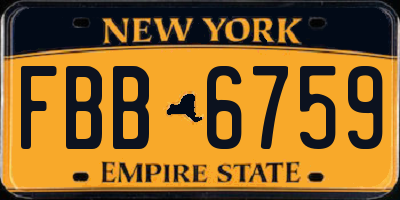 NY license plate FBB6759