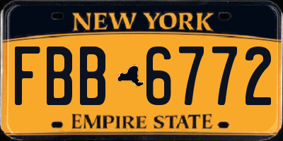 NY license plate FBB6772