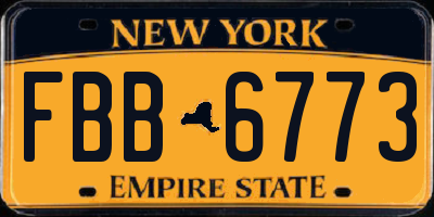 NY license plate FBB6773
