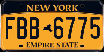 NY license plate FBB6775
