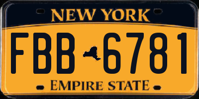 NY license plate FBB6781