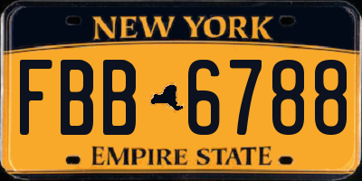 NY license plate FBB6788