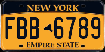 NY license plate FBB6789