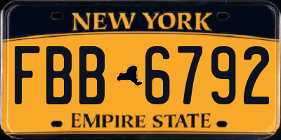 NY license plate FBB6792