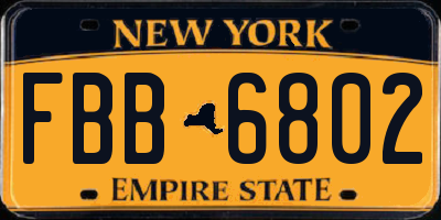 NY license plate FBB6802