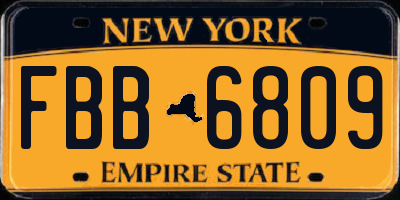 NY license plate FBB6809