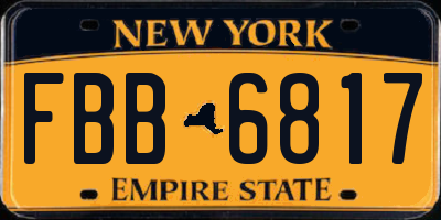 NY license plate FBB6817