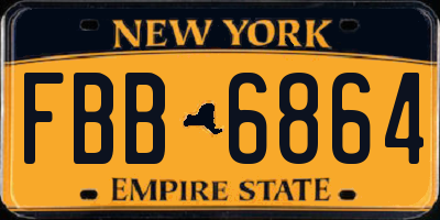 NY license plate FBB6864