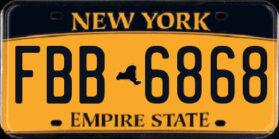 NY license plate FBB6868