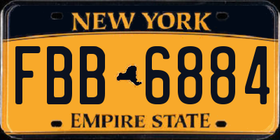 NY license plate FBB6884