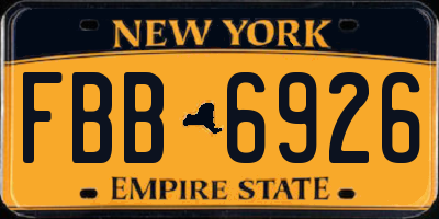 NY license plate FBB6926