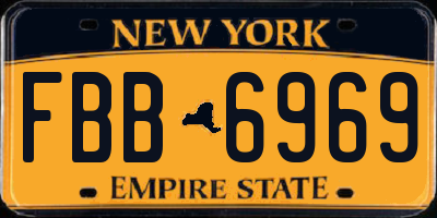 NY license plate FBB6969