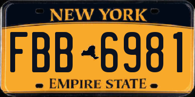 NY license plate FBB6981