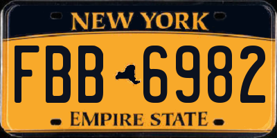 NY license plate FBB6982